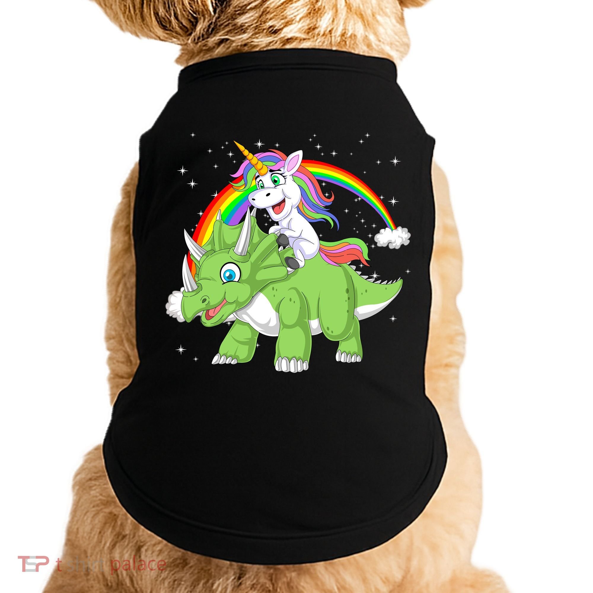 Unicorn Riding Triceratops Dinosaur Doggie Tank