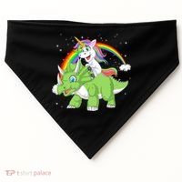 Unicorn Riding Triceratops Dinosaur USA-Made Doggie Bandana thumb 0