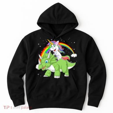 Unicorn Riding Triceratops Dinosaur Hoodie