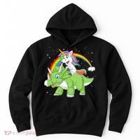 Unicorn Riding Triceratops Dinosaur Hoodie thumb 0