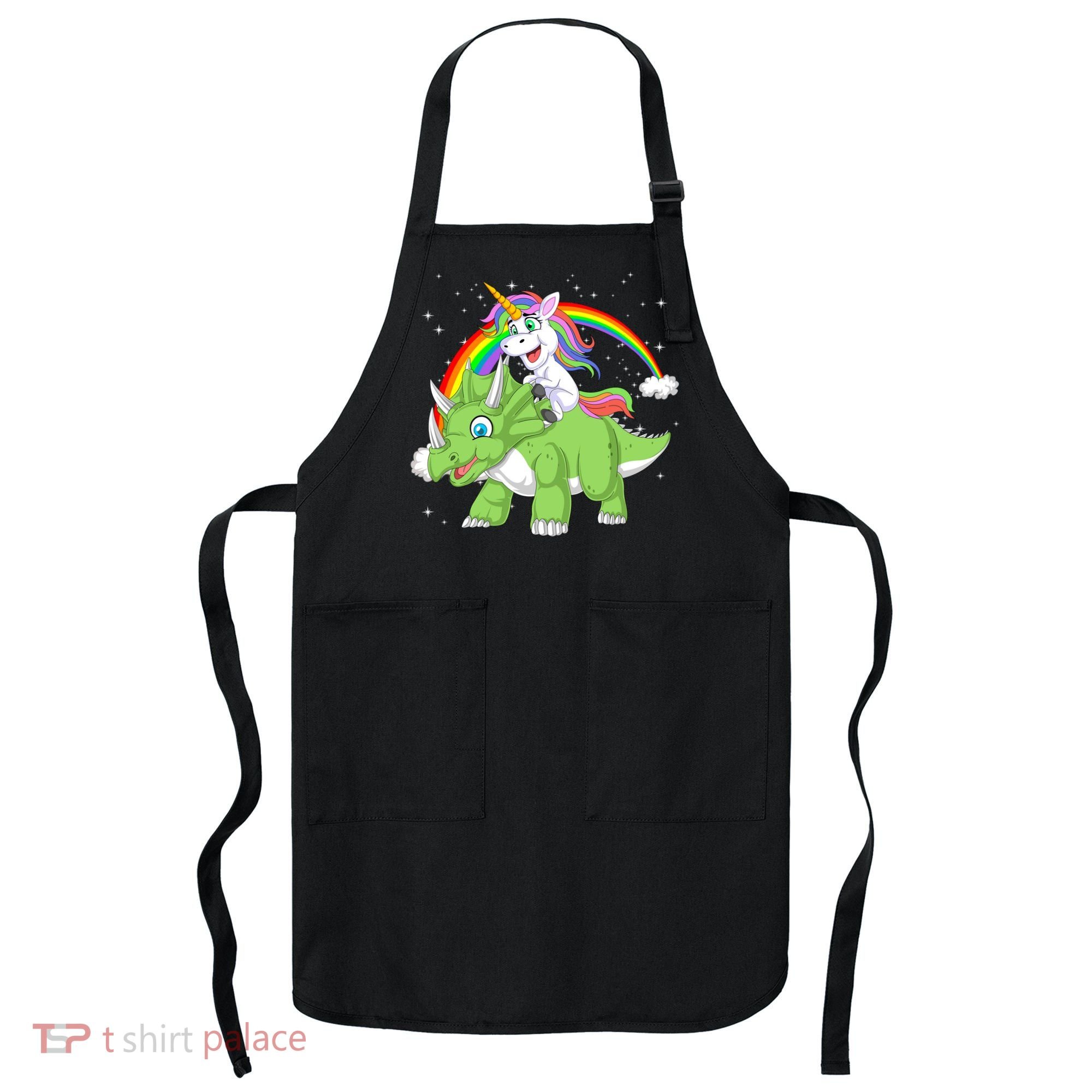 Unicorn Riding Triceratops Dinosaur Apron
