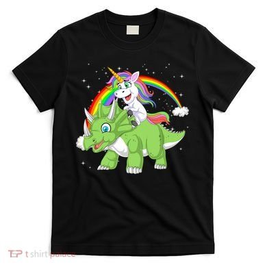 Unicorn Riding Triceratops Dinosaur T-Shirt