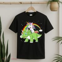 Unicorn Riding Triceratops Dinosaur T-Shirt thumb 2