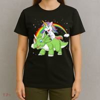 Unicorn Riding Triceratops Dinosaur T-Shirt thumb 4