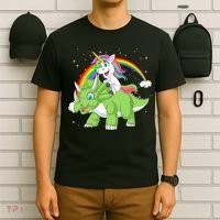 Unicorn Riding Triceratops Dinosaur T-Shirt thumb 6