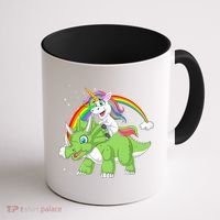 Unicorn Riding Triceratops Dinosaur Coffee Mug thumb 1