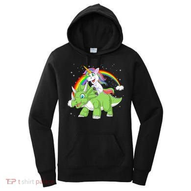Unicorn Riding Triceratops Dinosaur Women's Hoodie
