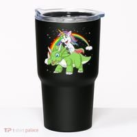 Unicorn Riding Triceratops Dinosaur Tumbler thumb 0