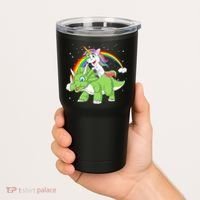 Unicorn Riding Triceratops Dinosaur Tumbler thumb 2