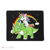 Unicorn Riding Triceratops Dinosaur Mousepad thumb 0