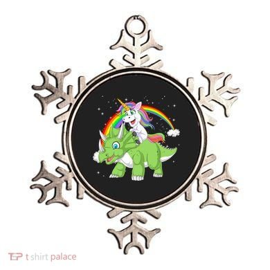 Unicorn Riding Triceratops Dinosaur Ornament