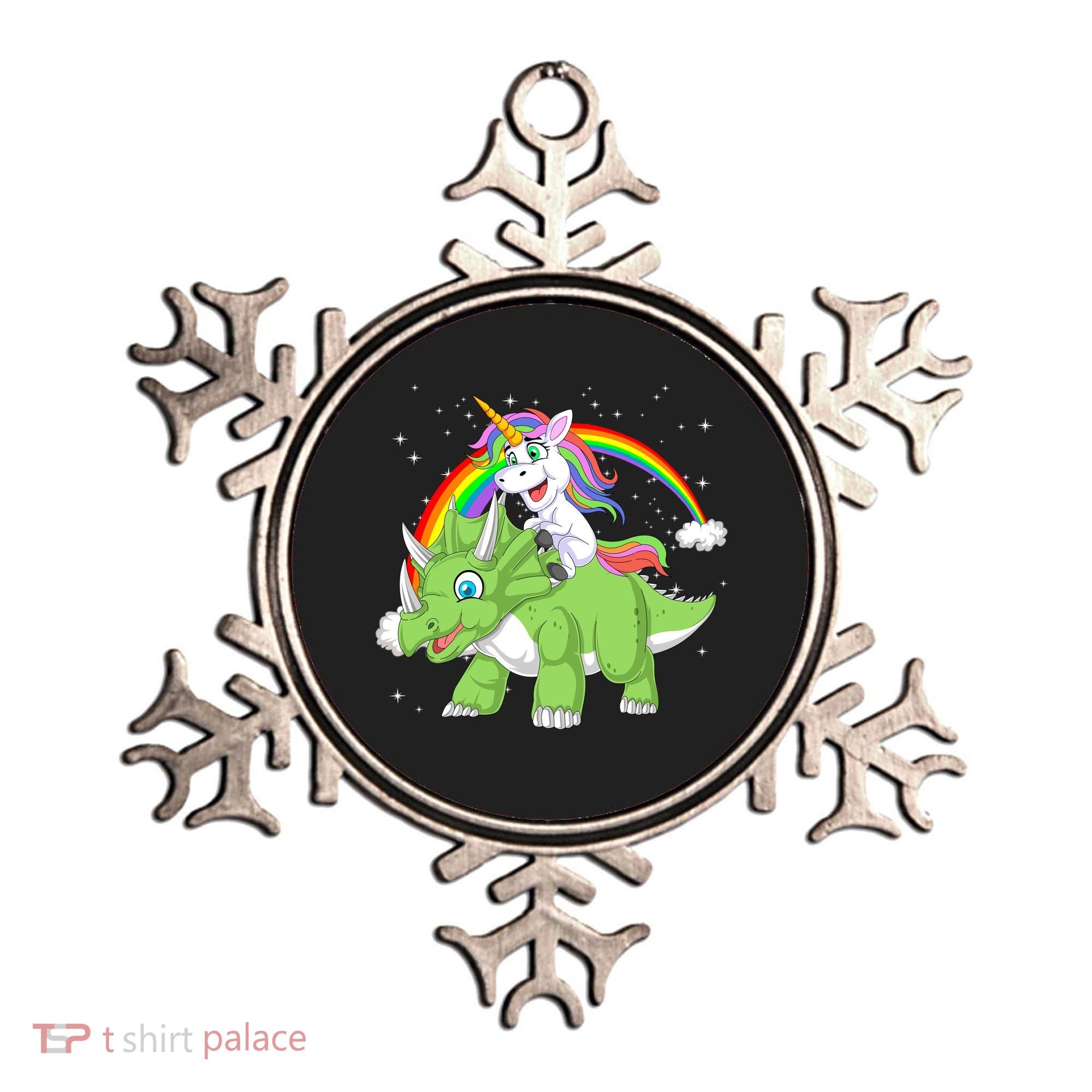 Unicorn Riding Triceratops Dinosaur Ornament