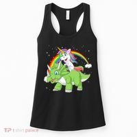 Unicorn Riding Triceratops Dinosaur Women's Tank Top thumb 0