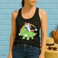 Unicorn Riding Triceratops Dinosaur Women's Tank Top thumb 2