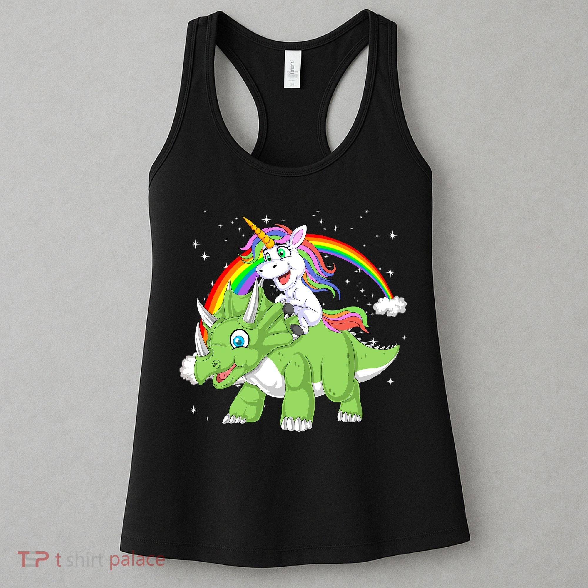 Unicorn Riding Triceratops Dinosaur Women's Tank Top