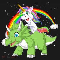 Unicorn Riding Triceratops Dinosaur Baby Bodysuit thumb 2