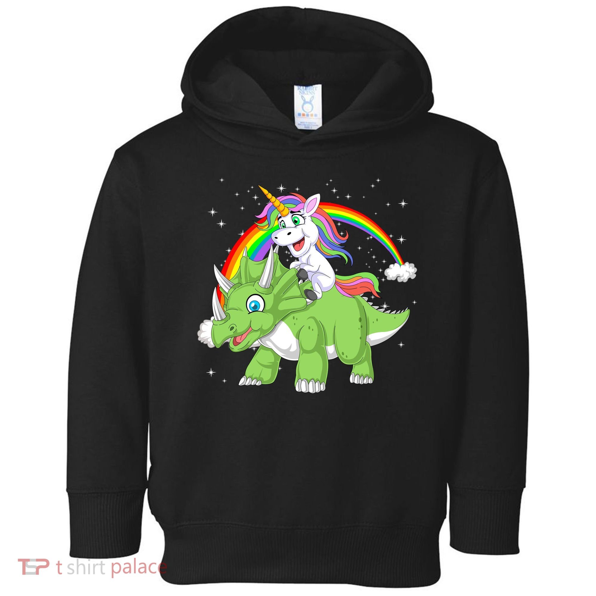 Unicorn Riding Triceratops Dinosaur Toddler Hoodie