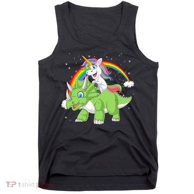 Unicorn Riding Triceratops Dinosaur Tank Top