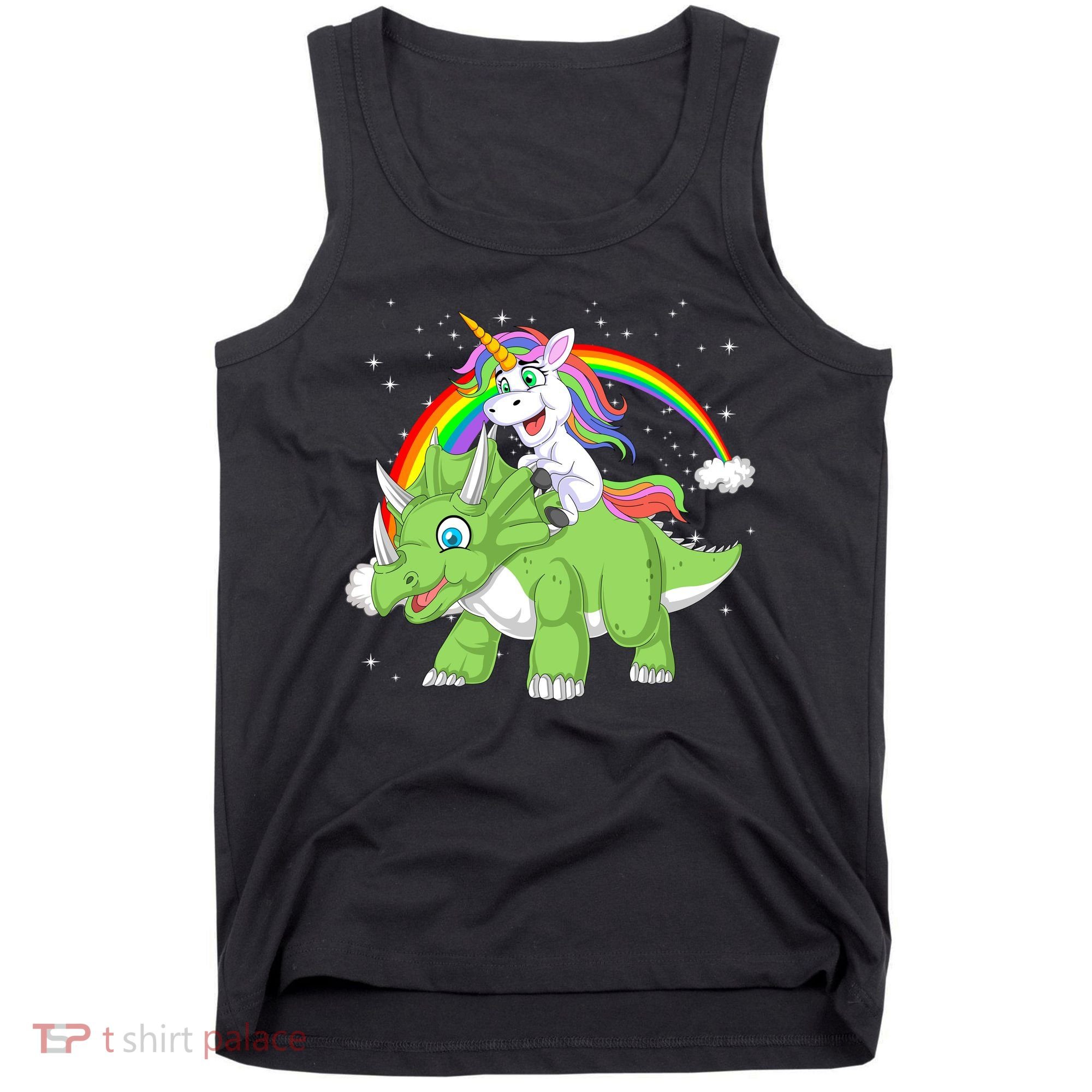 Unicorn Riding Triceratops Dinosaur Tank Top