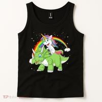 Unicorn Riding Triceratops Dinosaur Tank Top thumb 2