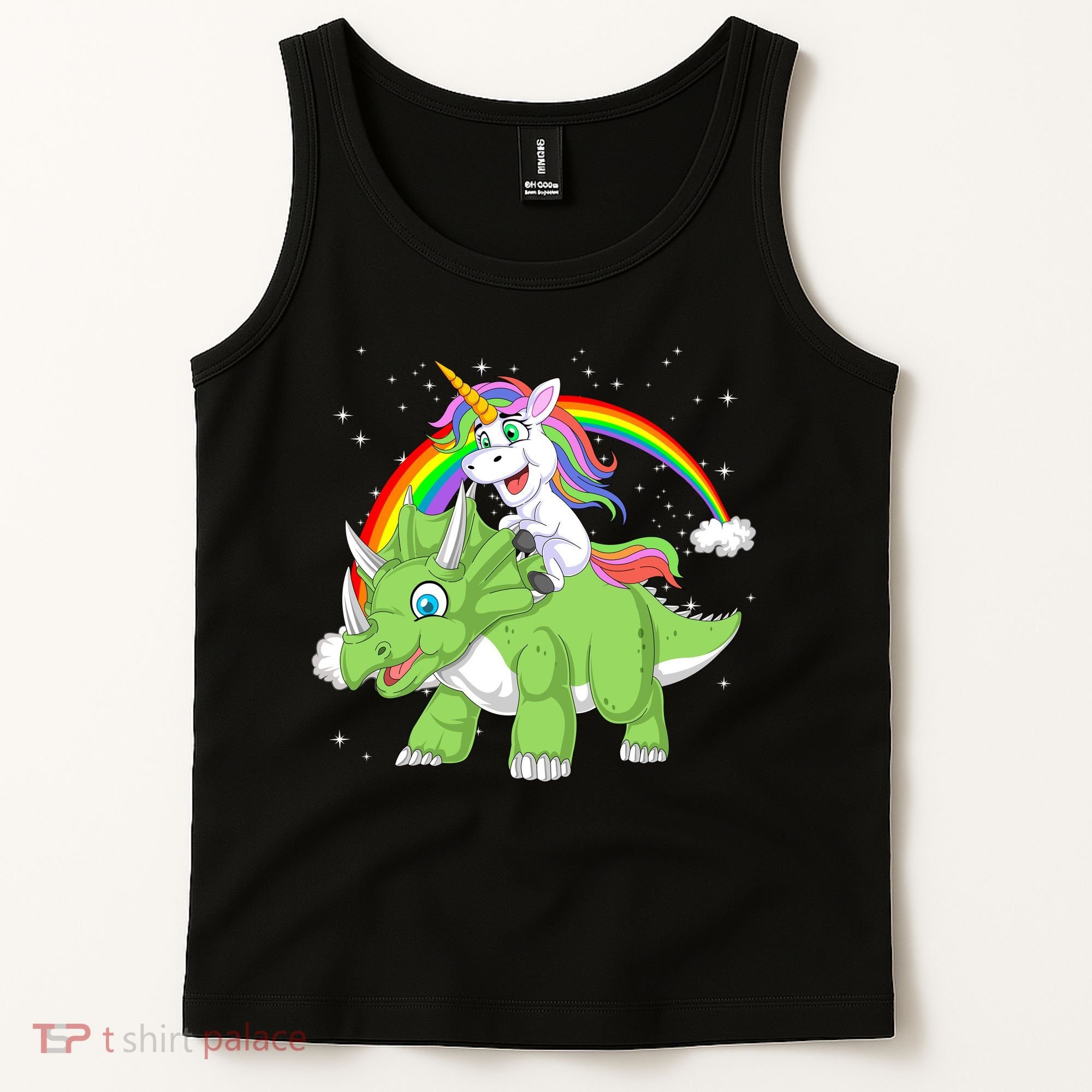 Unicorn Riding Triceratops Dinosaur Tank Top