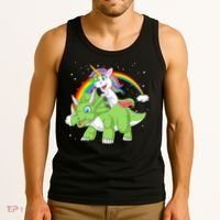 Unicorn Riding Triceratops Dinosaur Tank Top thumb 3