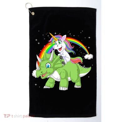 Unicorn Riding Triceratops Dinosaur Golf Towel