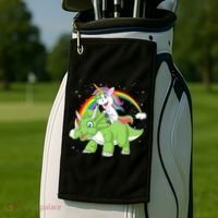 Unicorn Riding Triceratops Dinosaur Golf Towel thumb 2