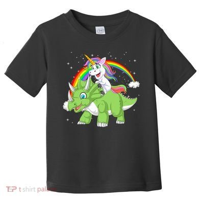 Unicorn Riding Triceratops Dinosaur Toddler T-Shirt
