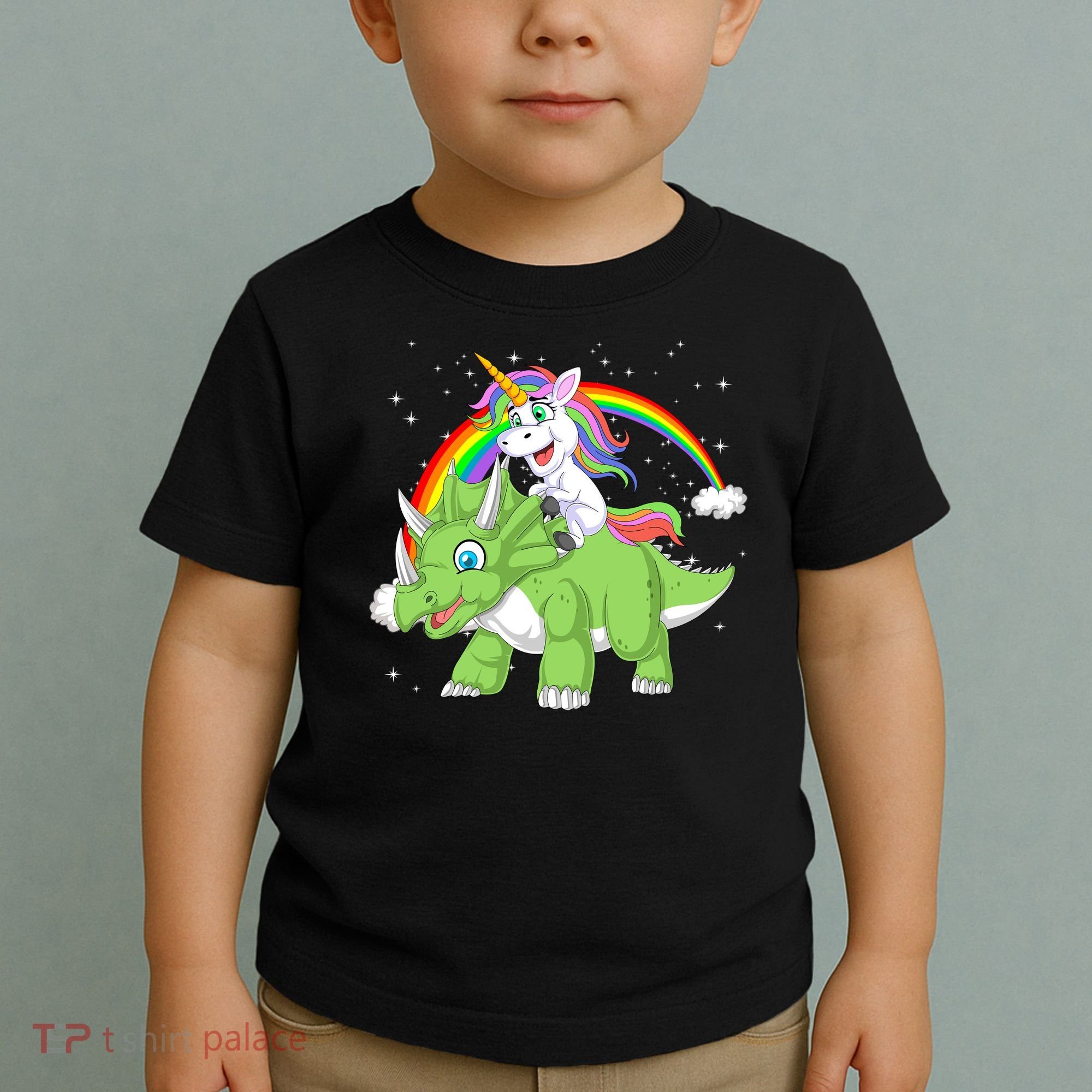 Unicorn Riding Triceratops Dinosaur Toddler T-Shirt