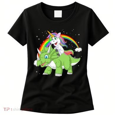 Unicorn Riding Triceratops Dinosaur Women's T-Shirt