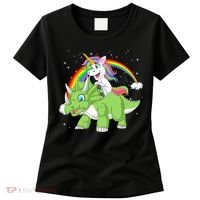 Unicorn Riding Triceratops Dinosaur Women's T-Shirt thumb 0