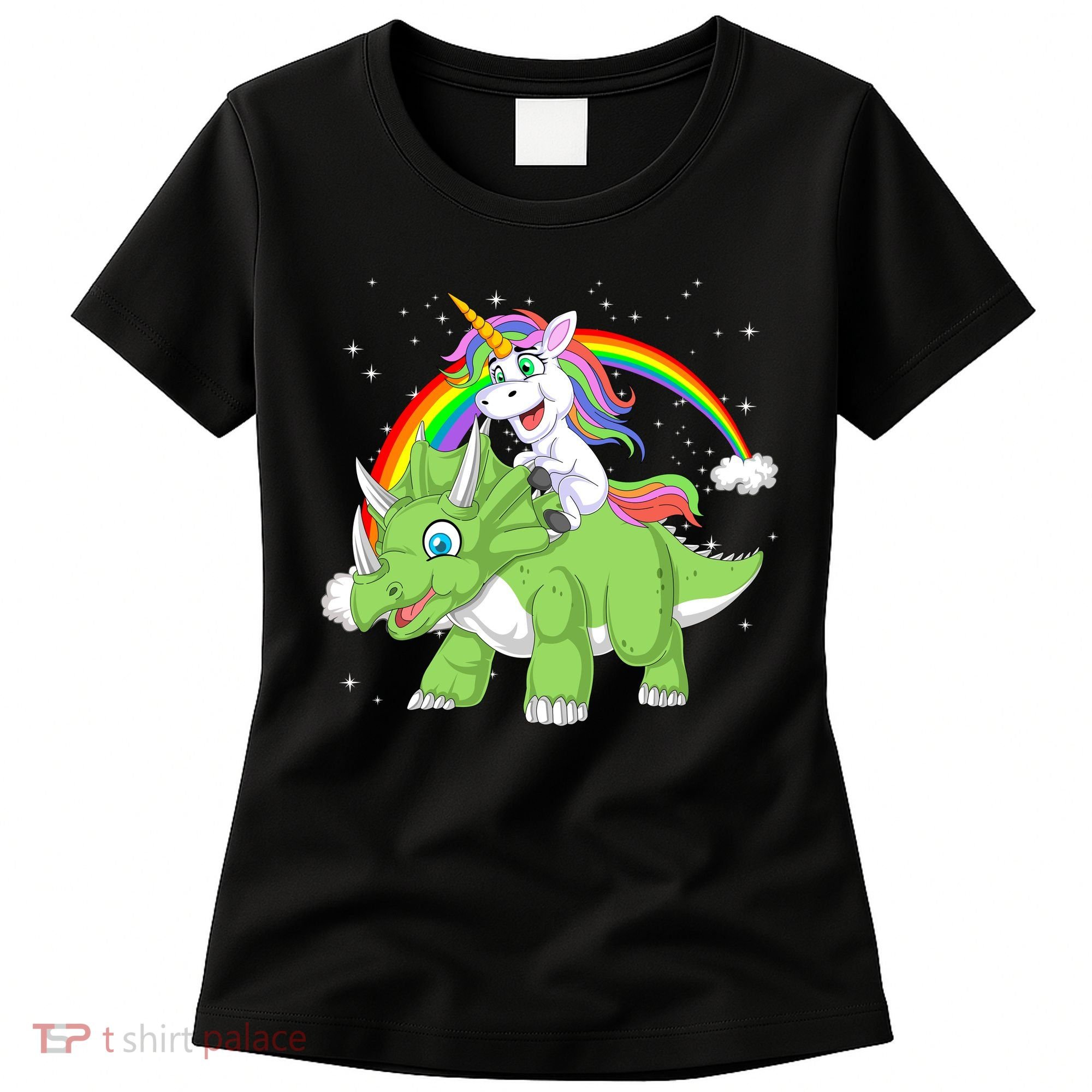 Unicorn Riding Triceratops Dinosaur Women's T-Shirt