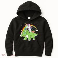 Unicorn Riding Triceratops Dinosaur Kids Hoodie thumb 0