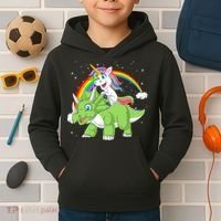 Unicorn Riding Triceratops Dinosaur Kids Hoodie thumb 2