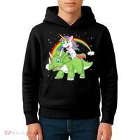 Unicorn Riding Triceratops Dinosaur Kids Hoodie thumb 4