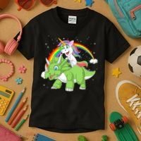 Unicorn Riding Triceratops Dinosaur Kids T-Shirt thumb 3