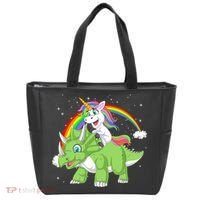 Unicorn Riding Triceratops Dinosaur Tote Bag thumb 0