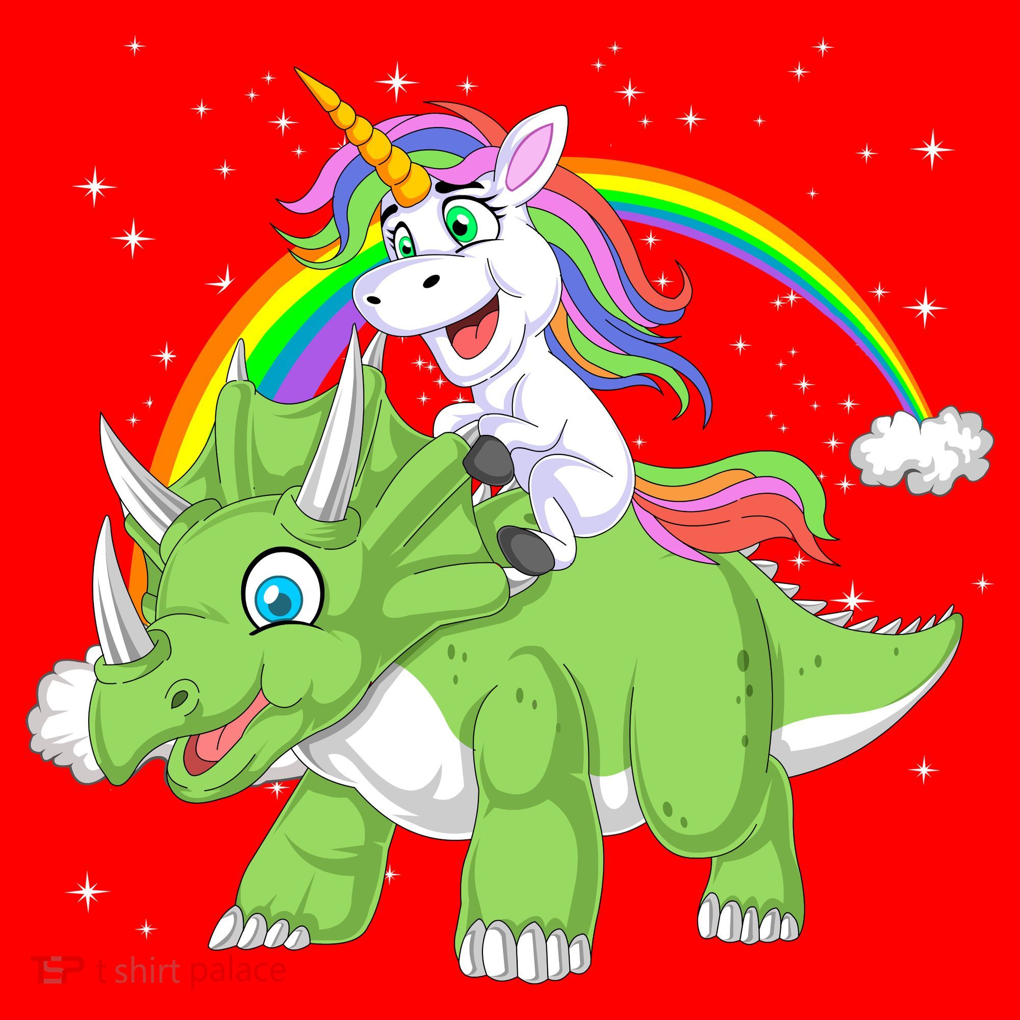 Unicorn Riding Triceratops Dinosaur Santa Hat