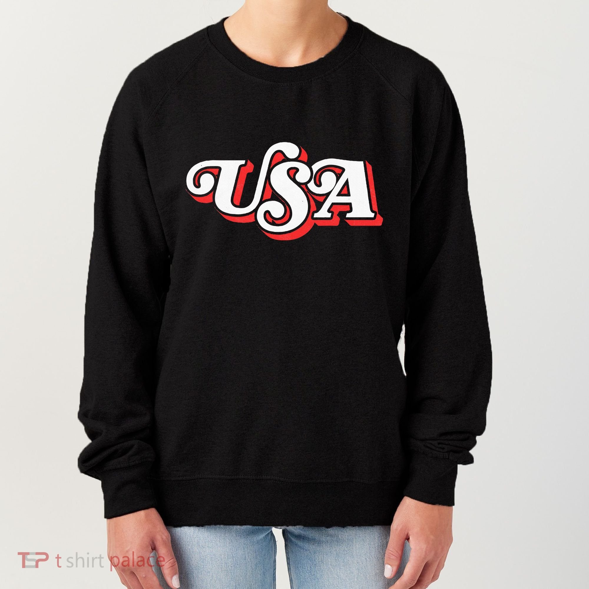 Usa Retro Typography Patriotic Women's Sweatshirt