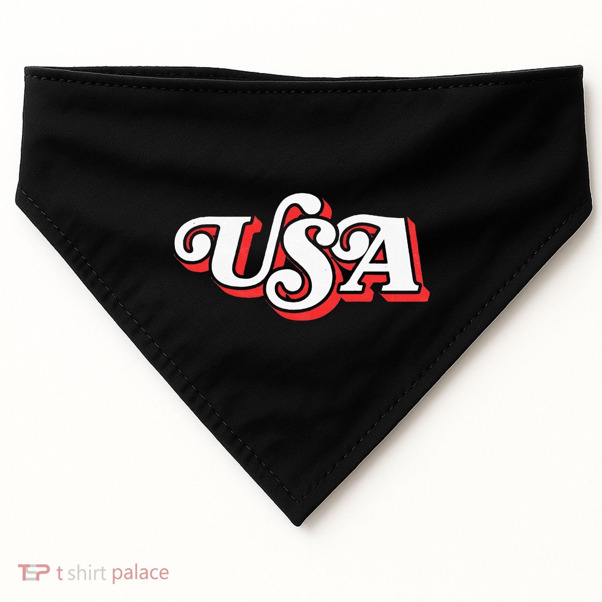 Usa Retro Typography Patriotic USA-Made Doggie Bandana