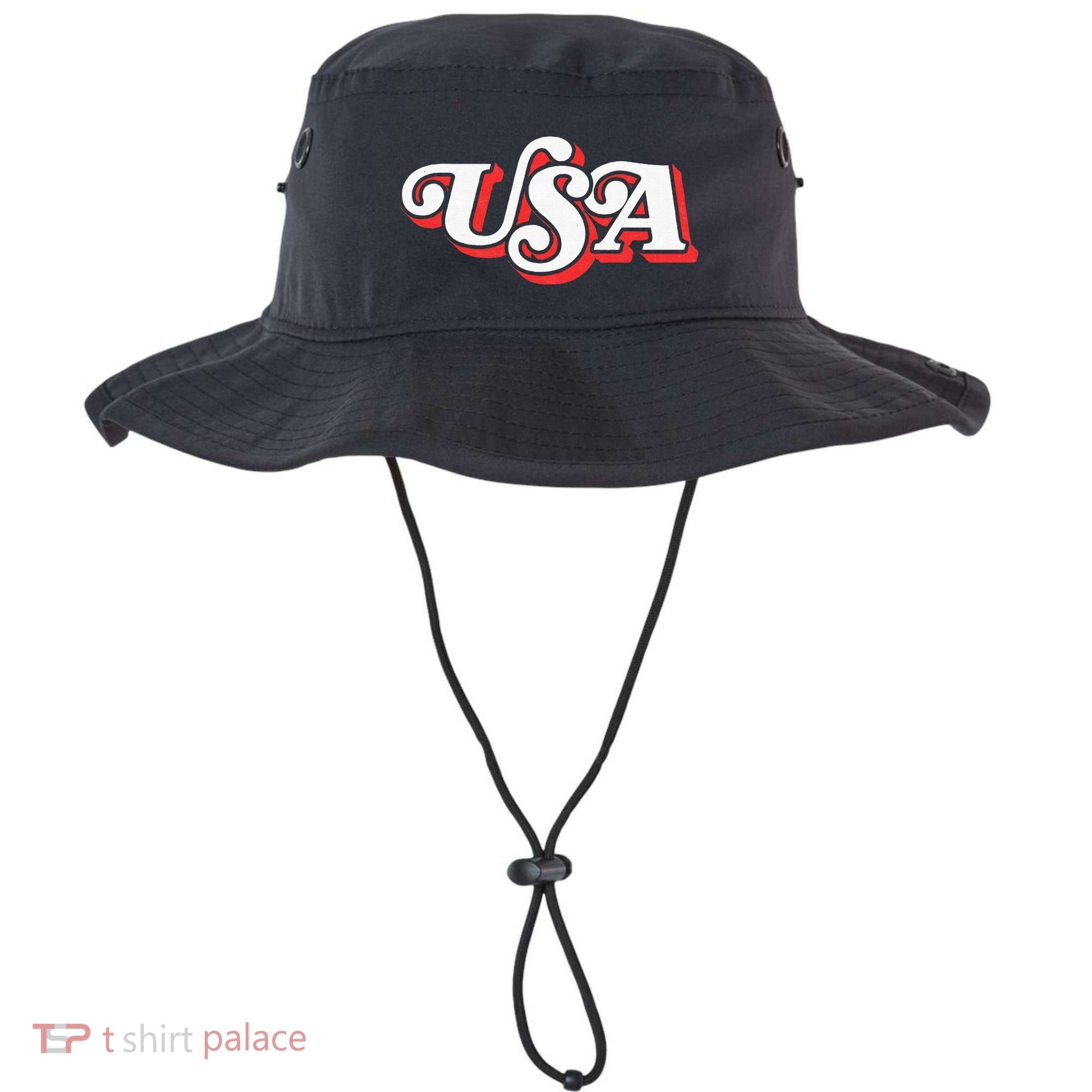 Usa Retro Typography Patriotic Bucket Hat