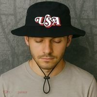 Usa Retro Typography Patriotic Bucket Hat thumb 2