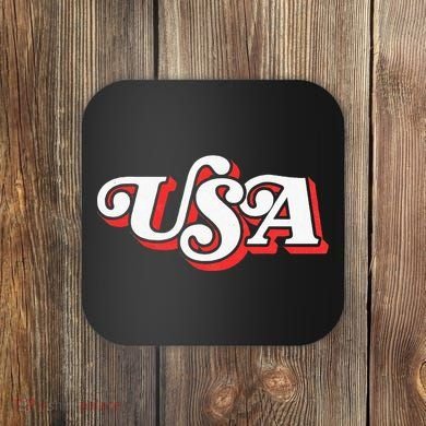 Usa Retro Typography Patriotic Coaster