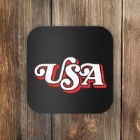 Usa Retro Typography Patriotic Coaster thumb 0