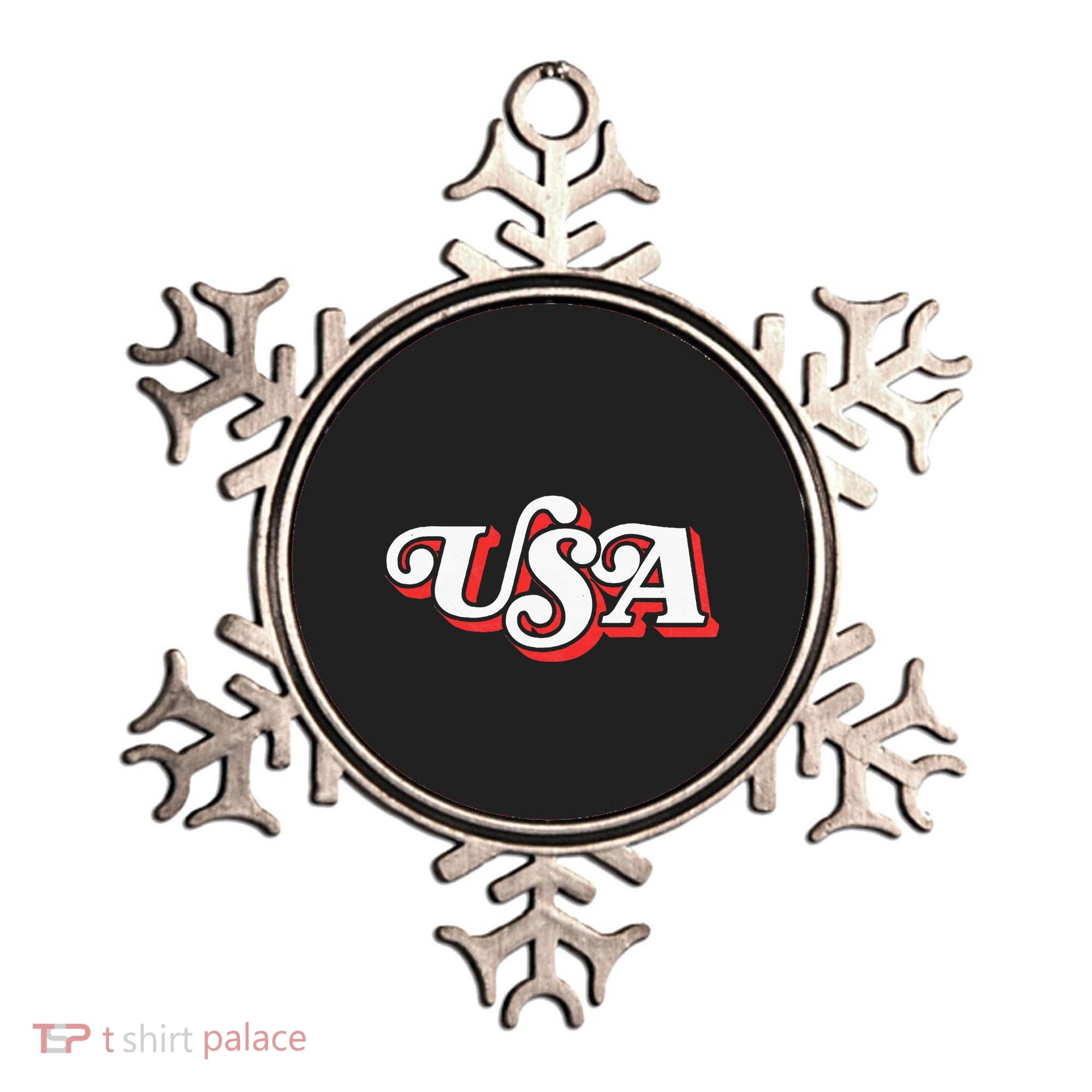 Usa Retro Typography Patriotic Ornament