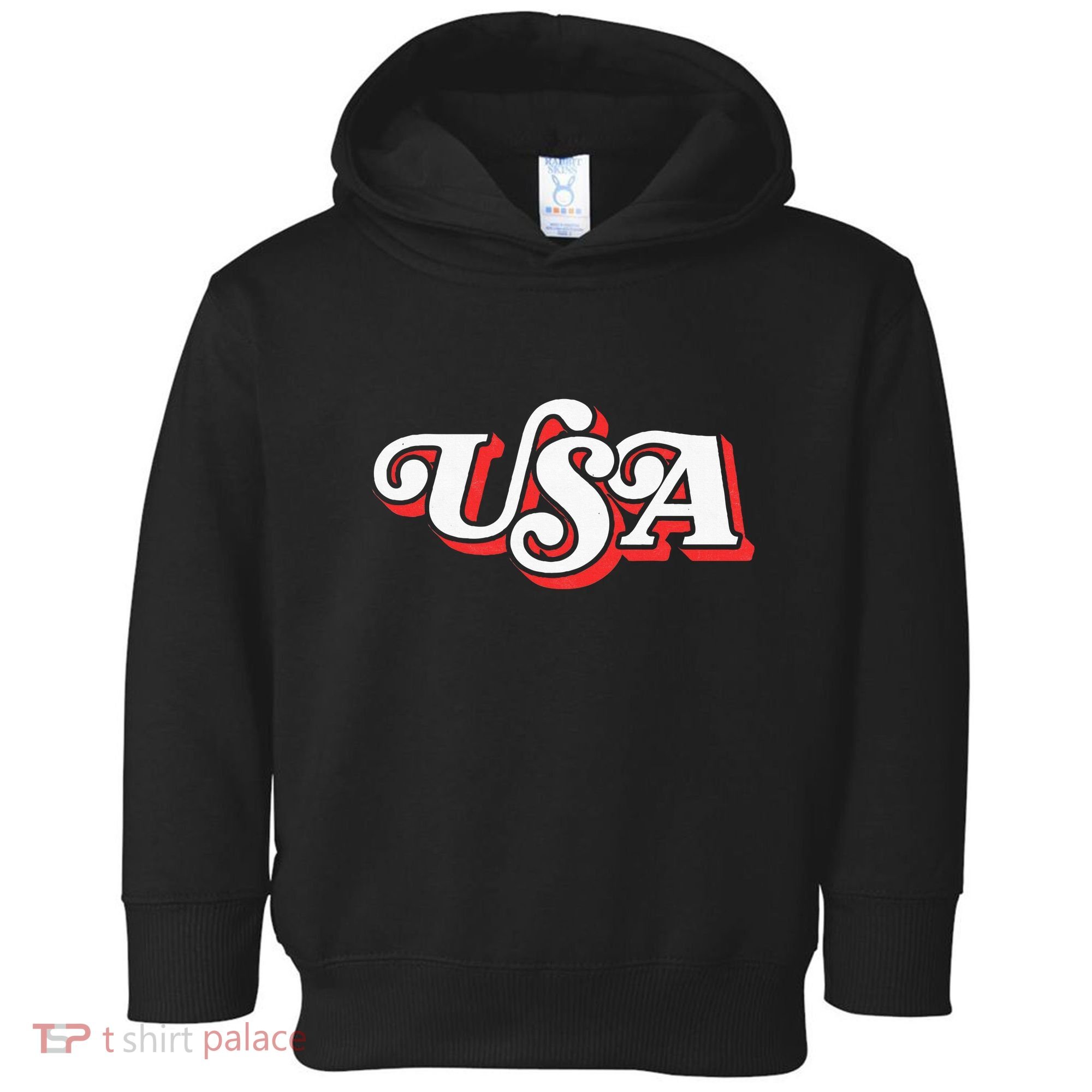 Usa Retro Typography Patriotic Toddler Hoodie