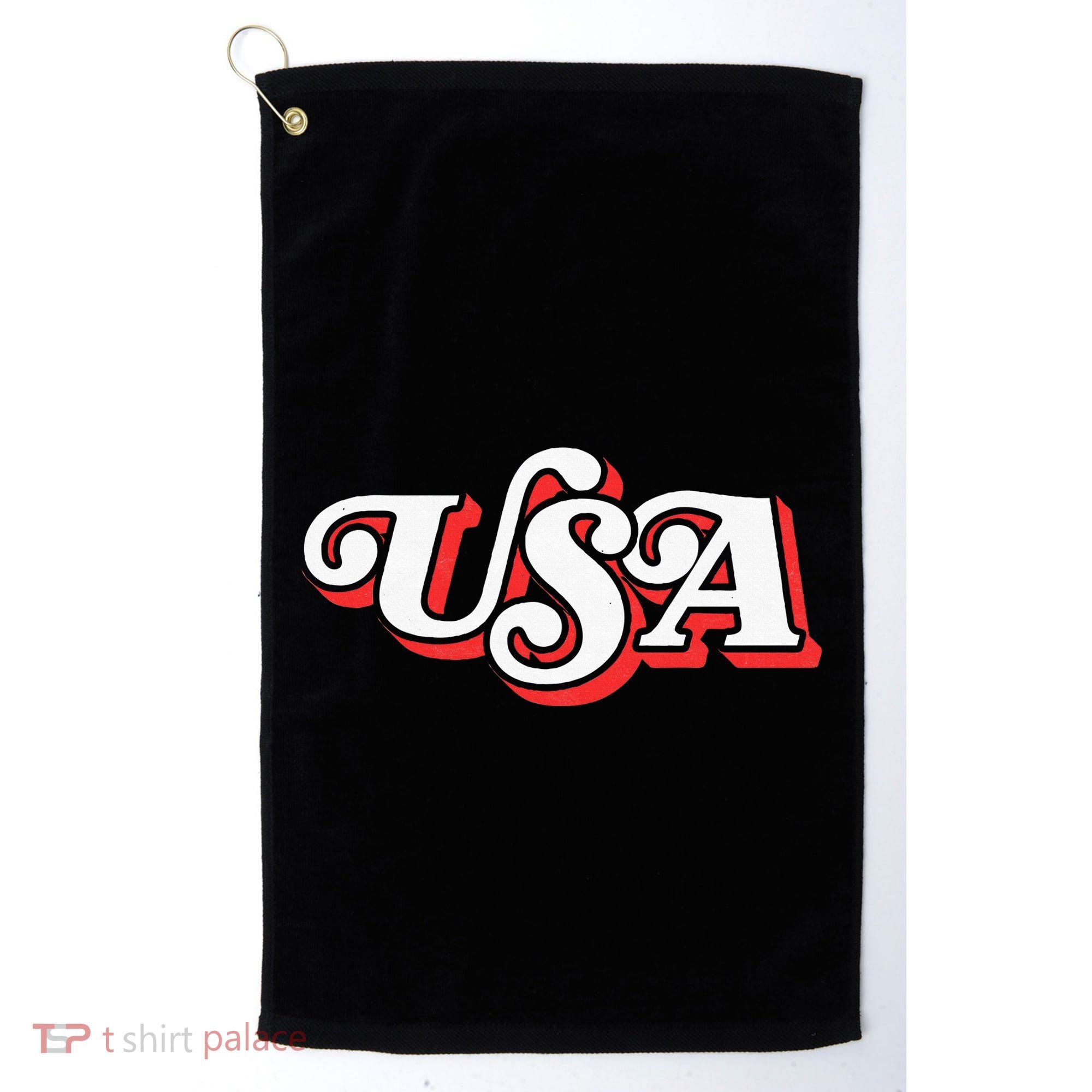 Usa Retro Typography Patriotic Golf Towel