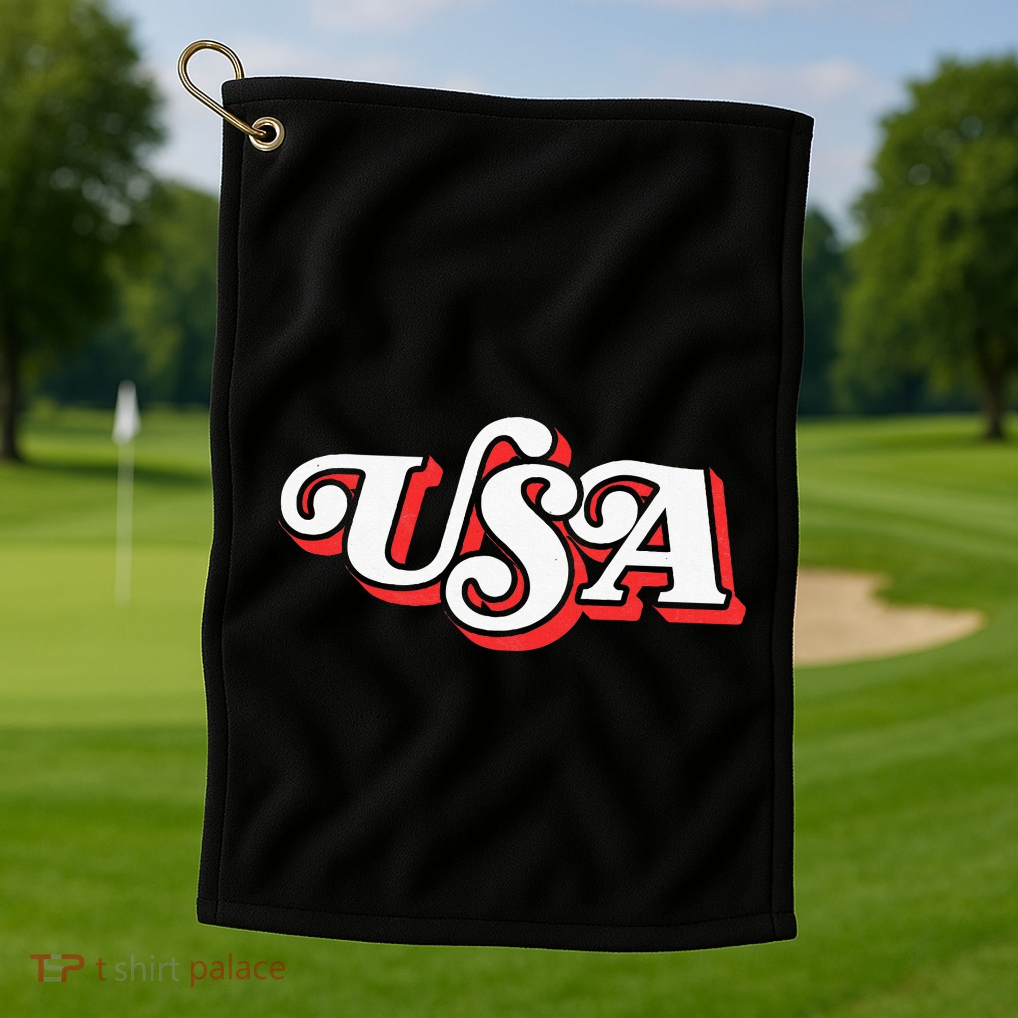 Usa Retro Typography Patriotic Golf Towel