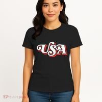 Usa Retro Typography Patriotic Women's T-Shirt thumb 4